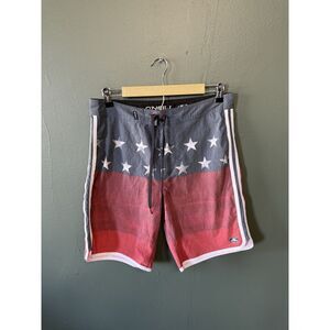 Oneill Mens Multicolor USA Themed Board Shorts Size 32